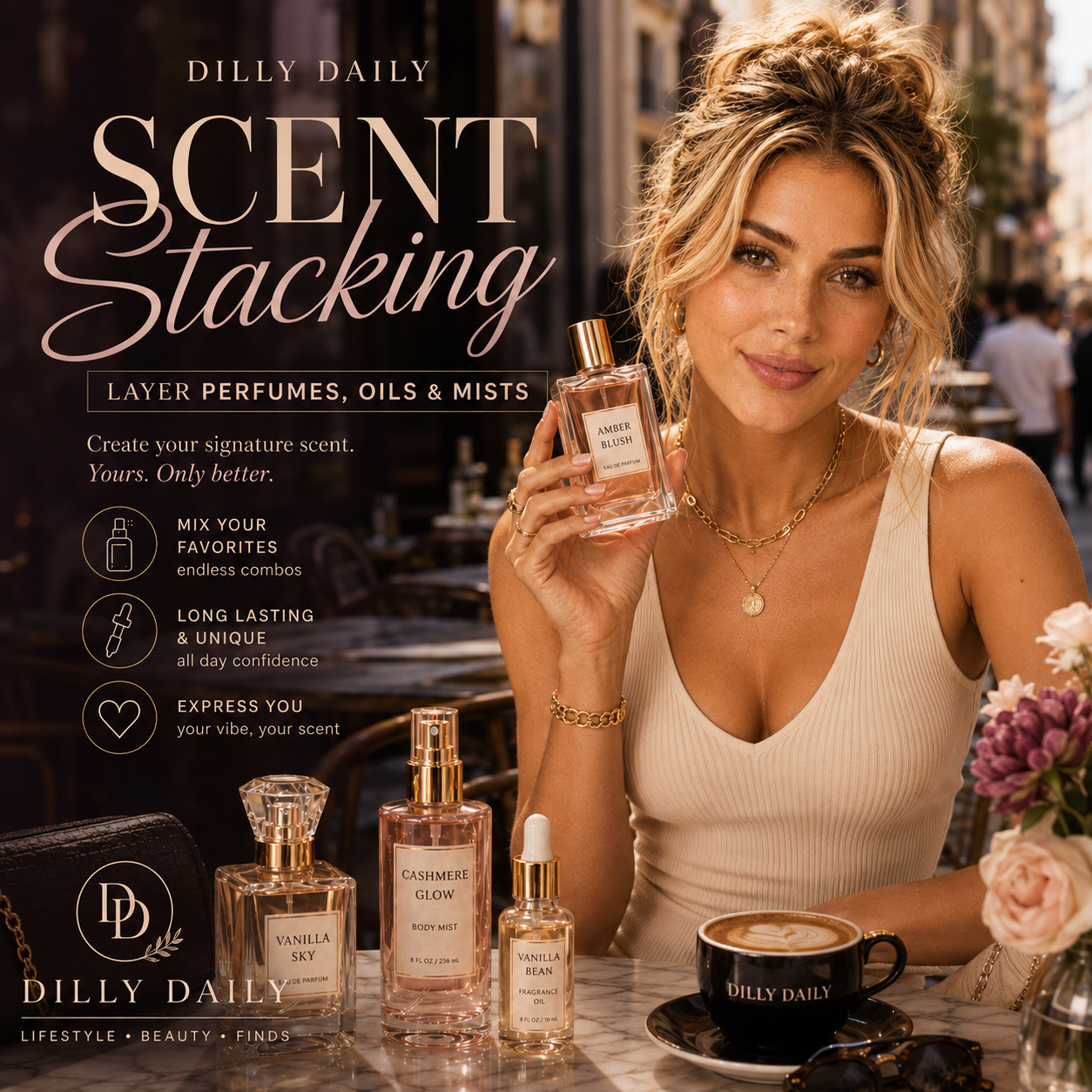 Dilly at a café